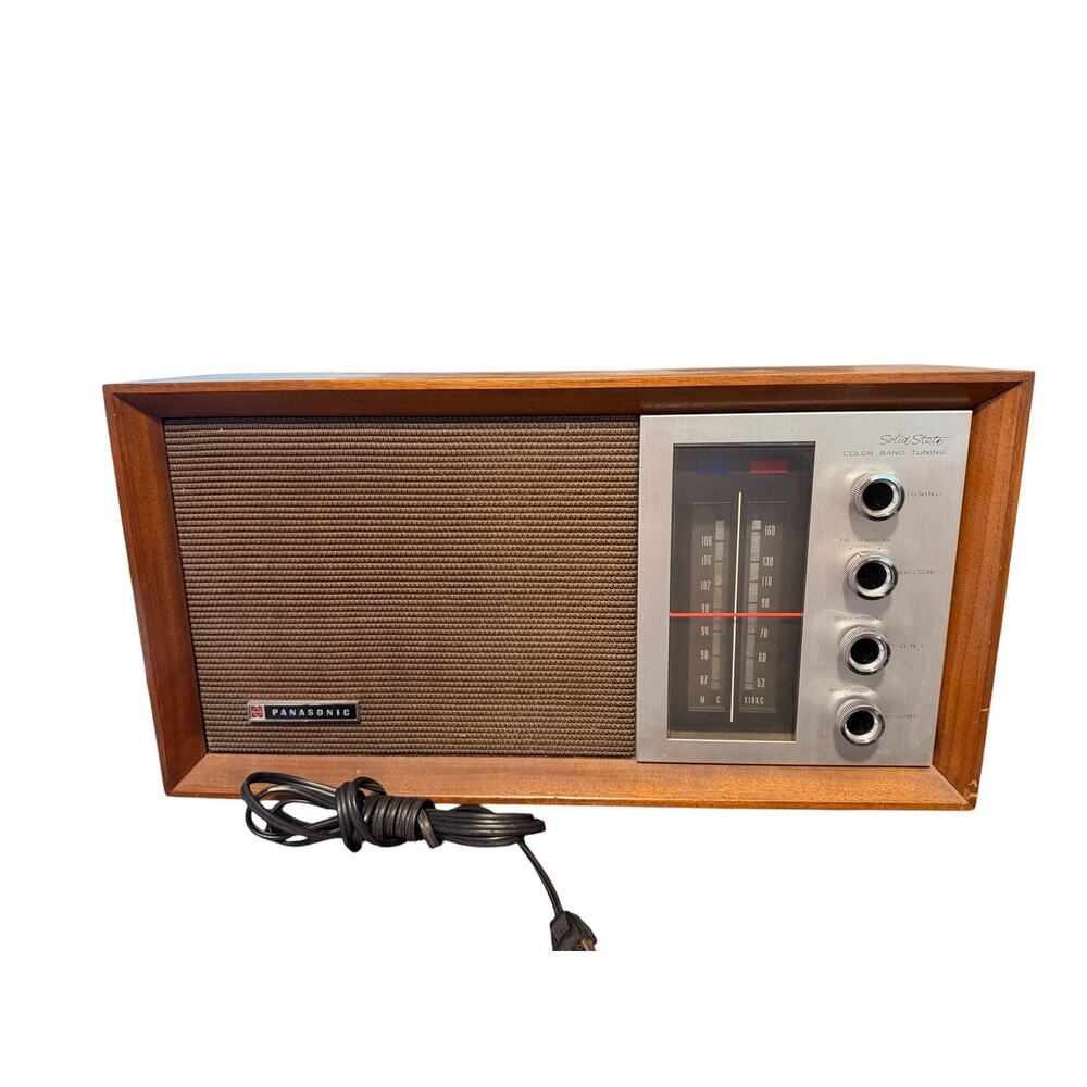 Vintage Panasonic RE-7257 Solid State FM AM Transistor Radio Wood Cabinet Japan